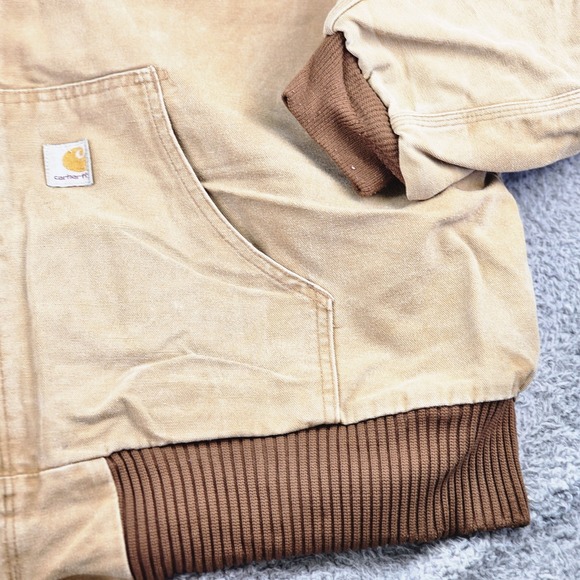 Vintage Carhartt Jacket Mens 2XL Brown Hooded Fleece Lined Workwear Chore Barn - Picture 3 of 11